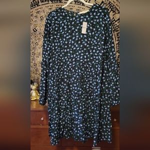 Anne Taylor Loft Long Sleeved Blue Floral Dress